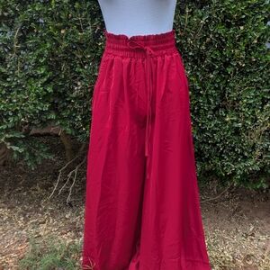 Red Wide-Leg Pants